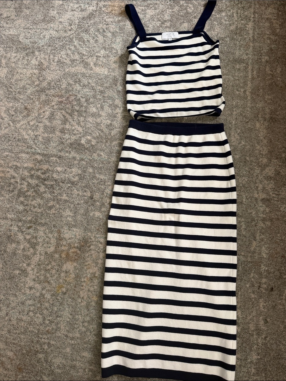 La Ligne women set 2 whith women's skirt wthith top cream and navy blue s